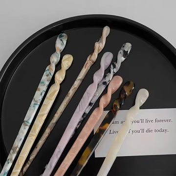 Aesthetic hair stick with a classic marbled acetate design