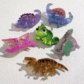Cartoon dinosaur hair clip with a funny chameleon design