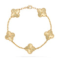 Girly pink clover bracelet in gold-plated high-shine style