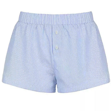Soft striped lounge shorts with button detail and drawstring
