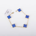 18K gold four-leaf clover bracelet with dreamy blue finish