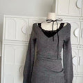 V-neck gyaru knit sweater in old money style