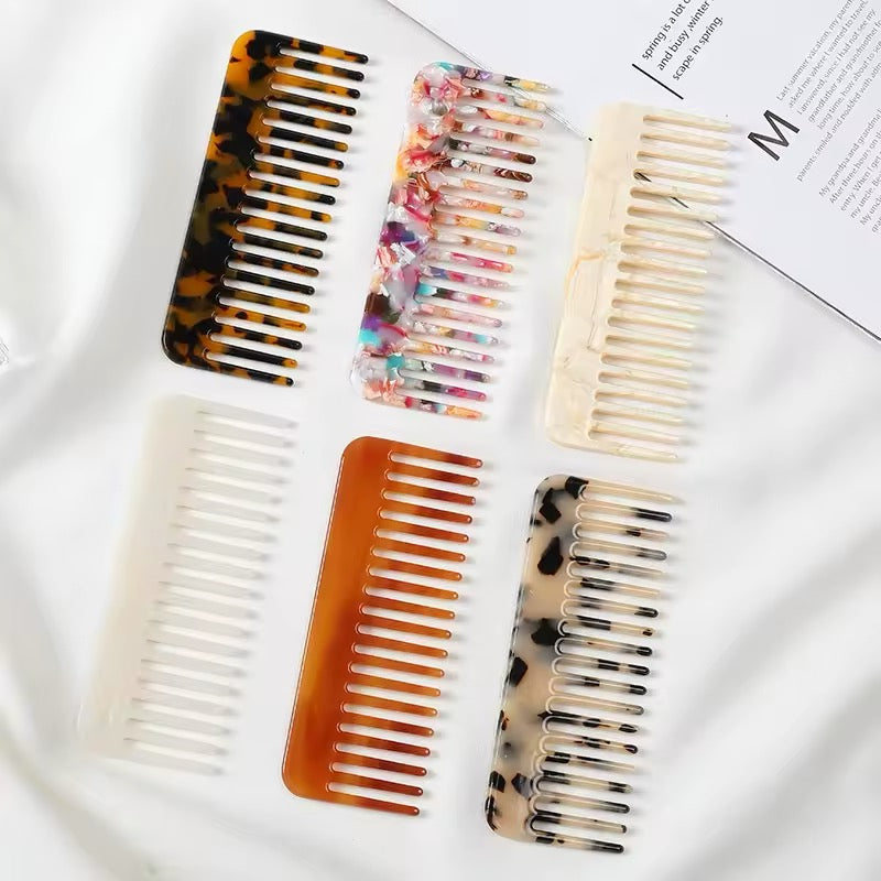 Luxury acetate hair comb with wide tooth design for styling