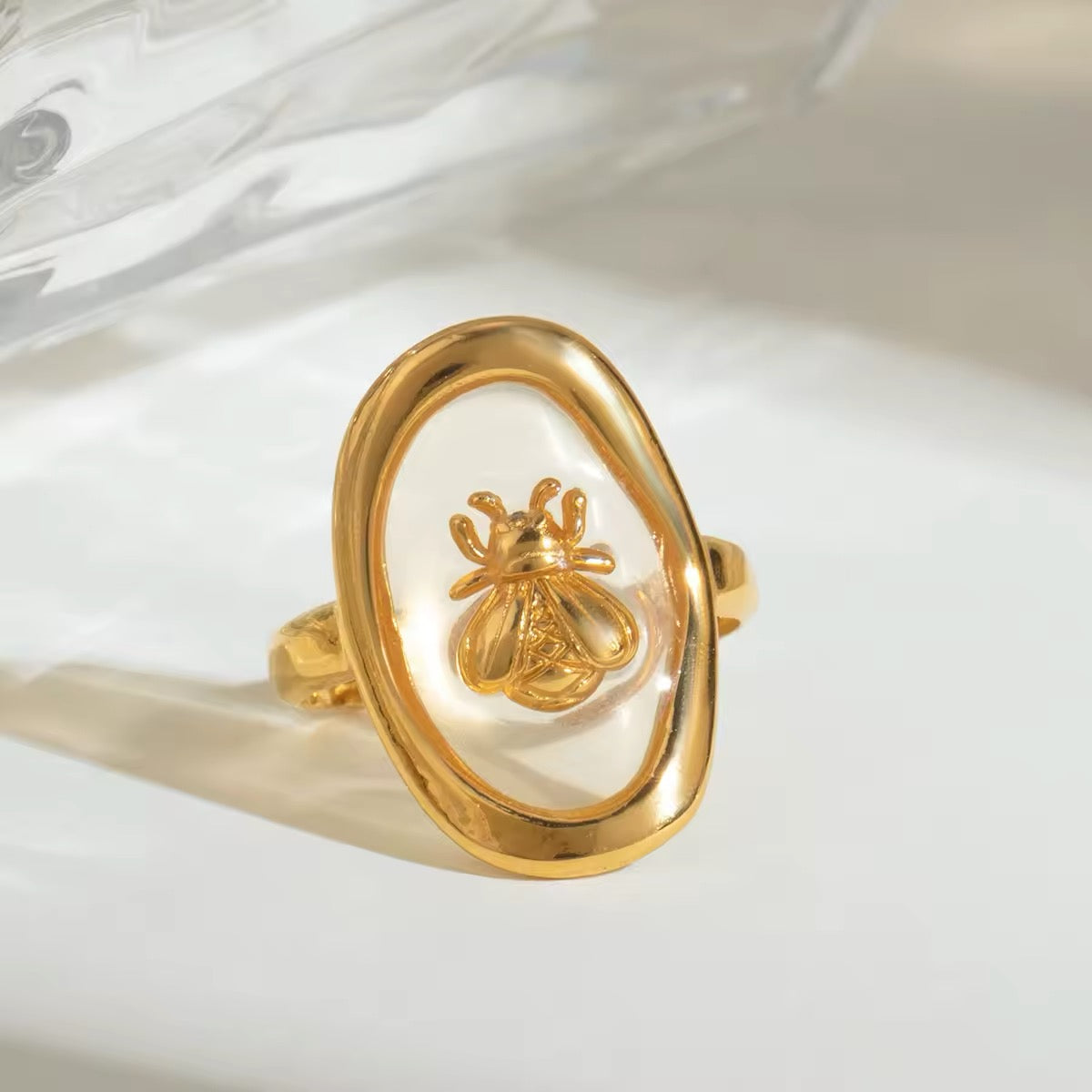 Luxury oval bee ring for nature lovers and jewelry collectors