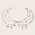 Emo style cross chain belt for edgy fashion outfits