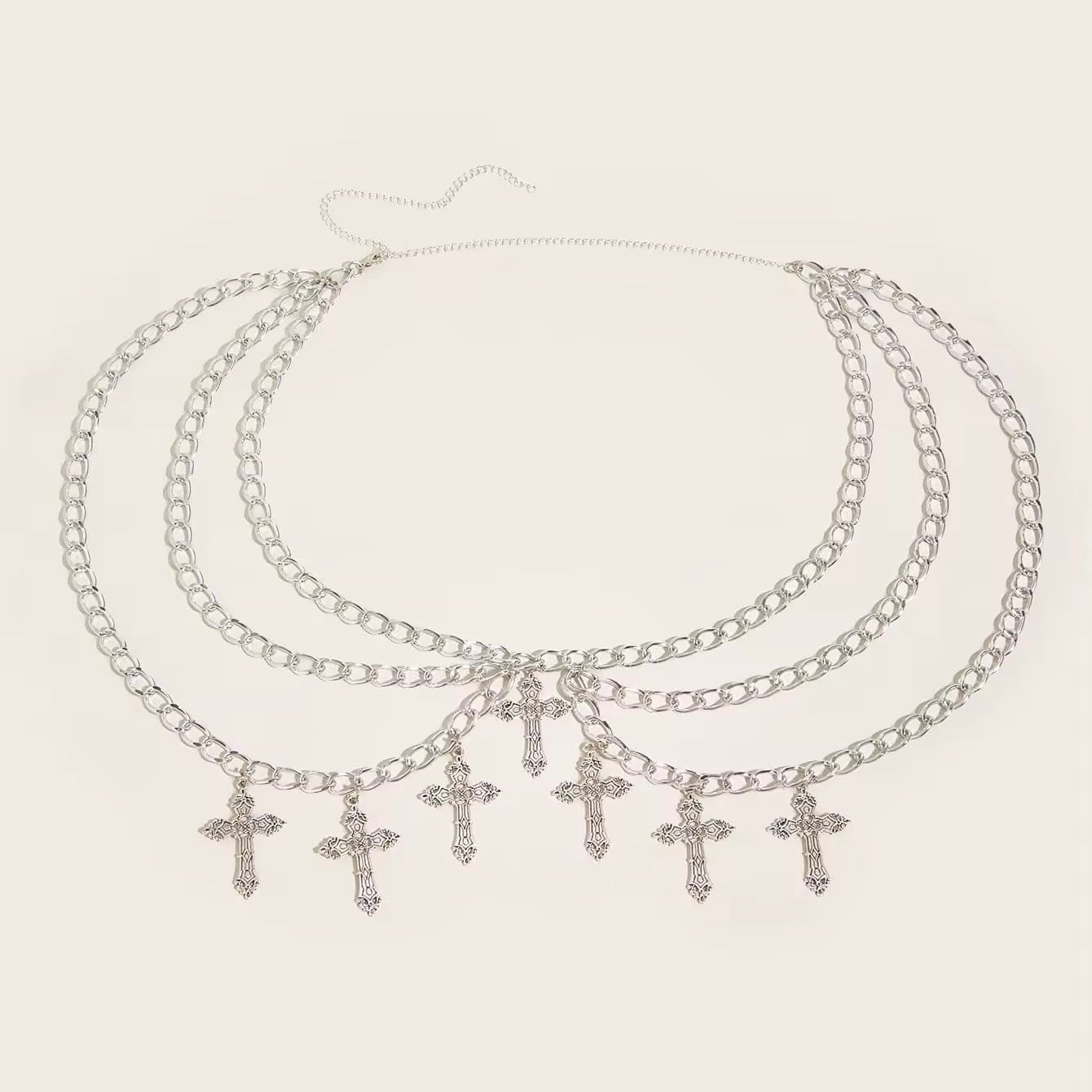 Emo style cross chain belt for edgy fashion outfits