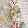 Clear TPU iPhone Case with Vintage Cat & Strawberry Illustration
