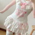 Korean fashion layered skirt with heart and ruffles