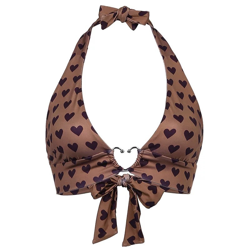Y2K heart-print crop top for women’s summer outfits