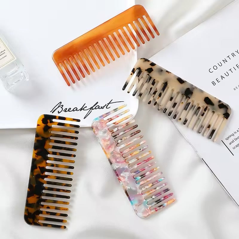 Luxury acetate hair comb with wide tooth design for styling