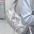 Elegant and cute transparent shoulder bag for Y2K-inspired school or date outfits with girly accents