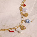 Boho aesthetic gold chain necklace with shell pendant
