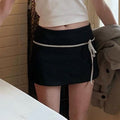 Black aesthetic mini skirt with ribbon detail