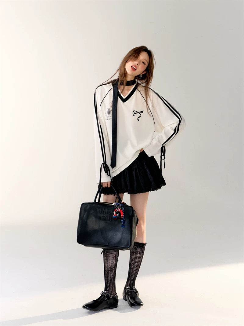 Coquette Sporty Top – Balletcore Y2K Aesthetic Oversized Top – AGCW