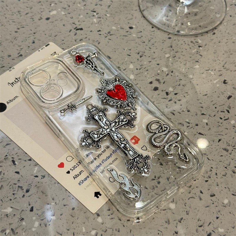 Y2K Gothic Cross iPhone Cover – Shockproof Soft Shell