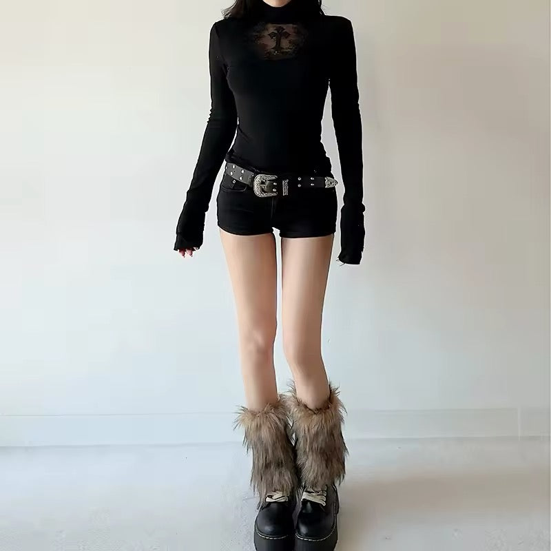 Black vintage Y2K top with cross graphic and tight fit