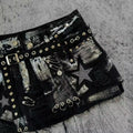 Y2K streetwear mini skirt for women with rhinestones, rivets and edgy style