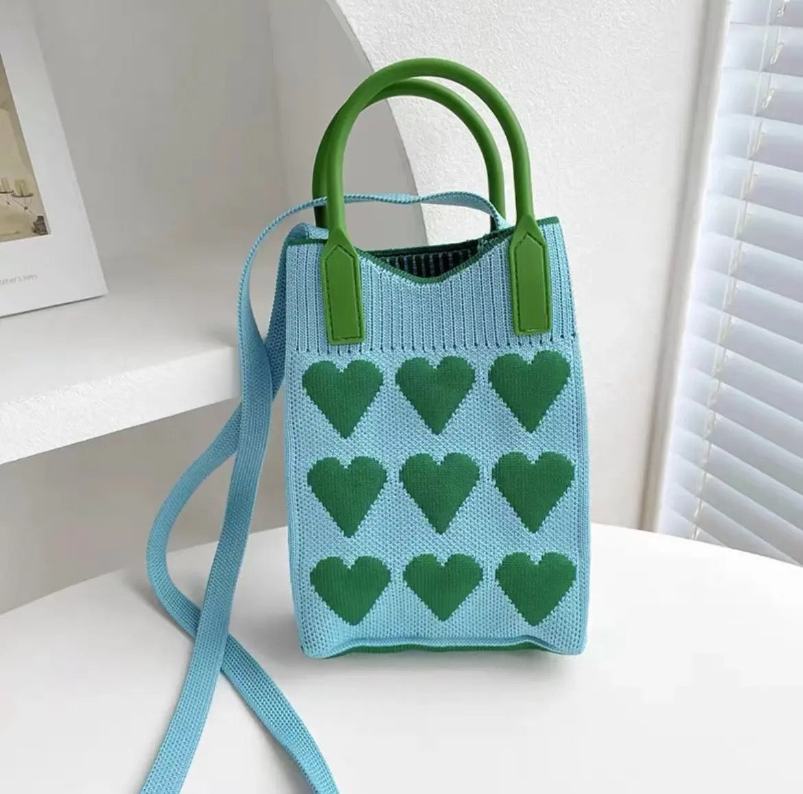 Mini kawaii phone purse with heart and soft strap
