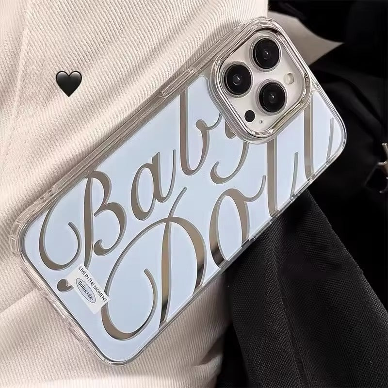 Blue Baby Doll iPhone Case with Mirror Effect & Shockproof Cover