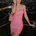 Backless cowl neck rave outfit in shiny material for women