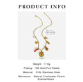Boho aesthetic gold-plated necklace with pearl and red pepper charm
