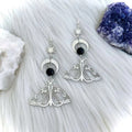 Gift for witches silver dangle earrings with celestial theme