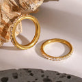 Adjustable stainless steel ring with cubic zirconia stones