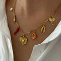 Waterproof gold summer jewelry with pearl and heart pendant