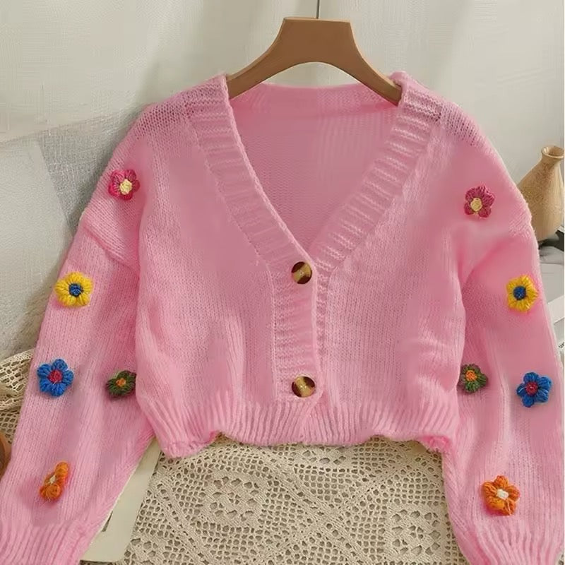 Colorful floral cardigan for autumn outfits