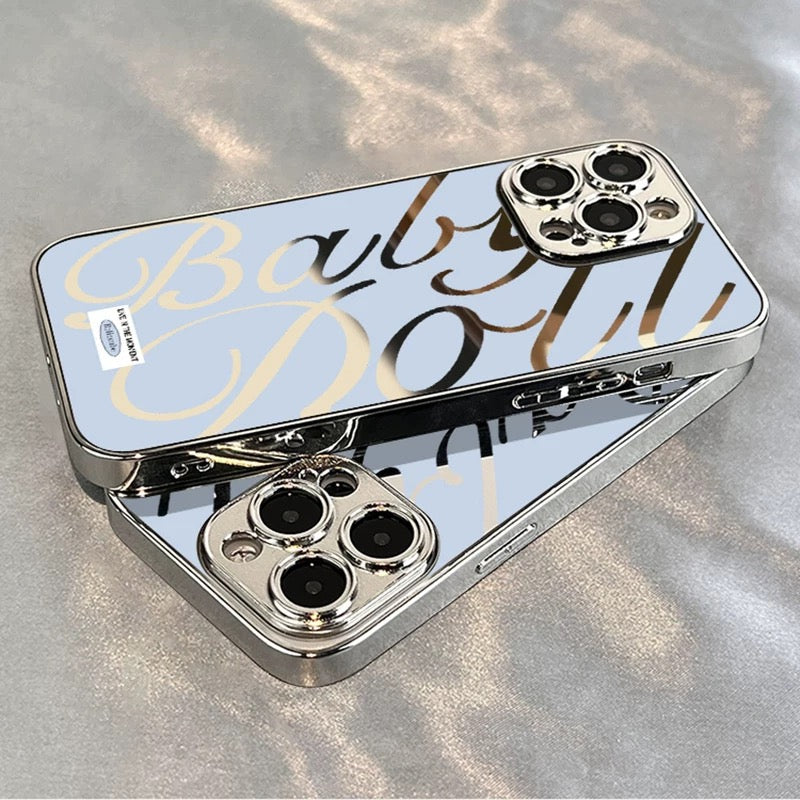 Blue Aesthetic iPhone Case with Elegant Silver Plating