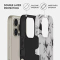 Back view displaying the shimmering silver stars and snug fit on iPhone