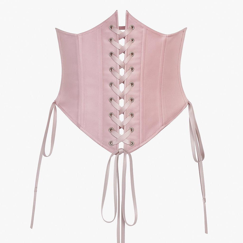 Close-up of lace-up detail on a vintage fairycore mini dress
