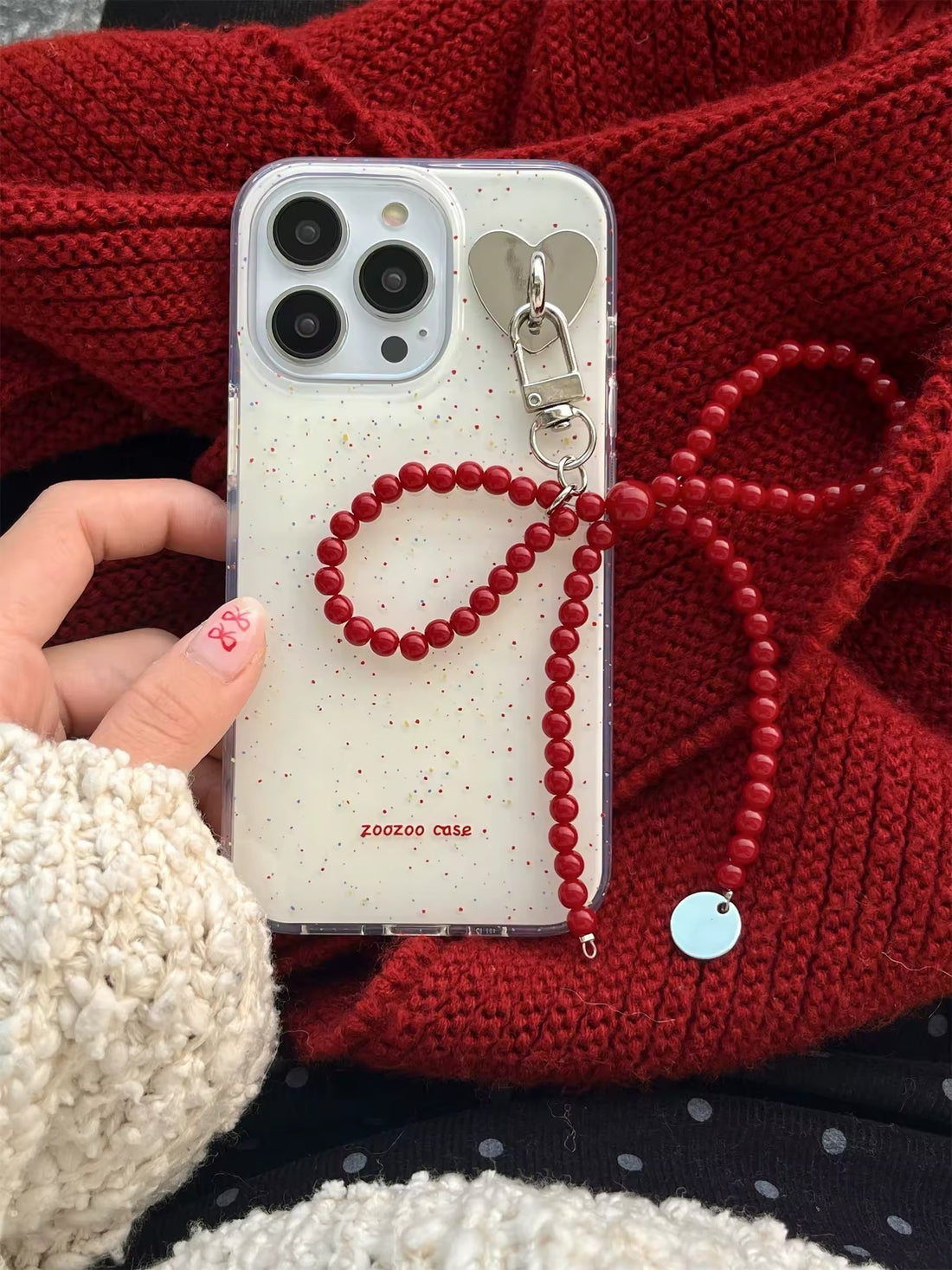 Front view of the Coquette Red Bow iPhone Case showcasing its soft finish and 3D bow design.