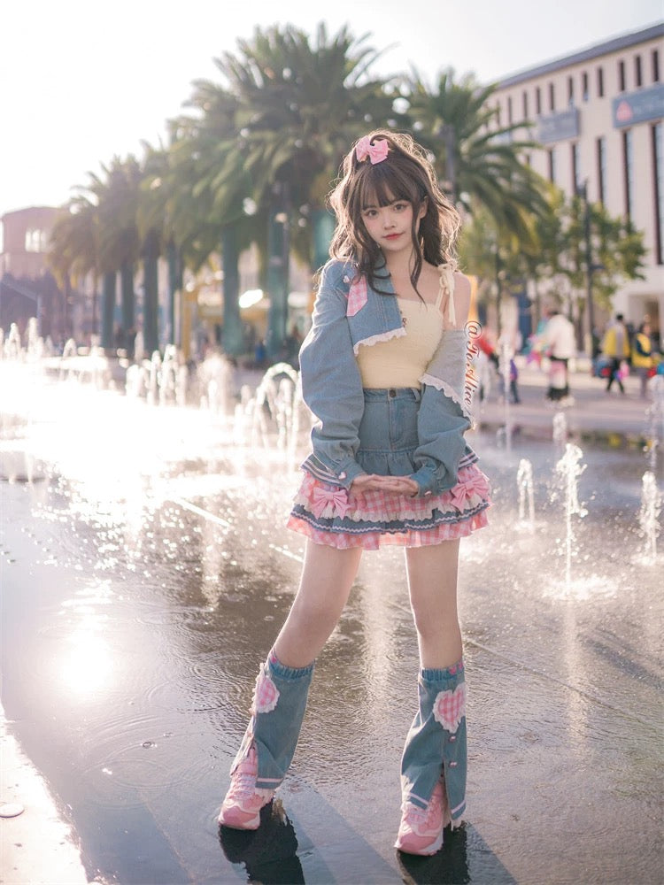 High waist Y2K lace skirt with frills and cute girly elements