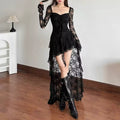 Romantic aesthetic fairycore dress with long flowy sleeves