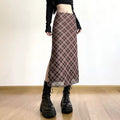 Chic plaid midi skirt for Y2K, retro, and streetwear fashion
