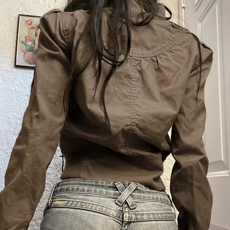 Retro safari jacket with zip-up and pockets
