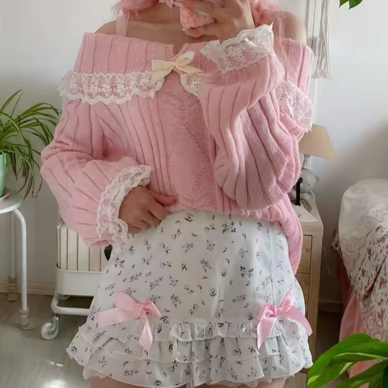 Casual pink sweater styled with Y2K accessories