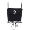 Criss-cross straps on back of fairycore top