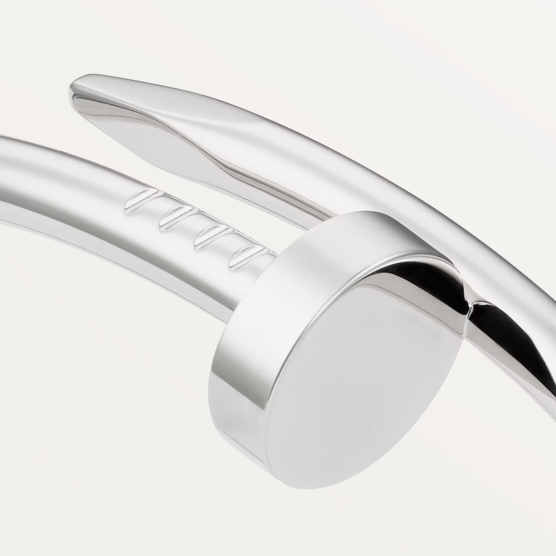 Aesthetic white gold bracelet with sleek nail shape and shine