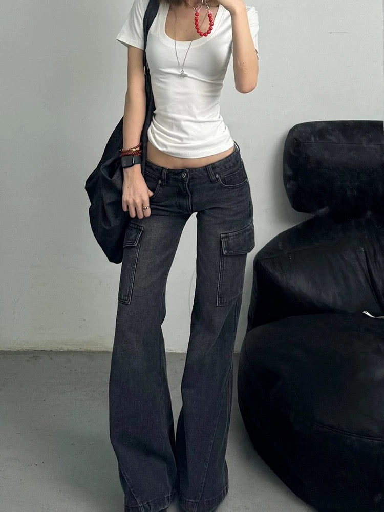 Close-up of the waistband and button closure, emphasizing the sturdy construction.