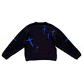 Harajuku aesthetic knit pullover with cartoon girl print and blue stars