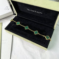 Stackable green clover bracelet for women, 21 cm one-size