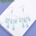 Acrylic cloud earrings with multicolor teardrops, lightweight and handmade jewelry for women who love cute and unusual pieces
