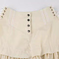 Patchwork ruffle hem shorts for kawaii aesthetic style
