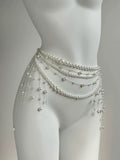 Multilayer pearl chain belt for women in fairycore style