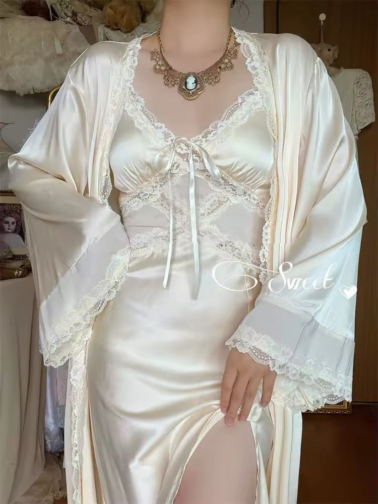 Romantic lace-trimmed nightgown for women fairycore