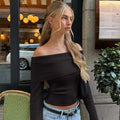 Trendy off shoulder knit pullover for winter outfits