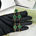 Waterproof bracelet with deep green enamel clover charm