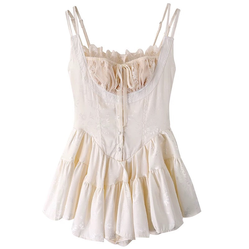 Vintage Fairycore Cream Mini Dress Princess Style Mini Dress AGCW Vintage Fairycore Cream Mini Dress Princess Style Mini Dress AGCW